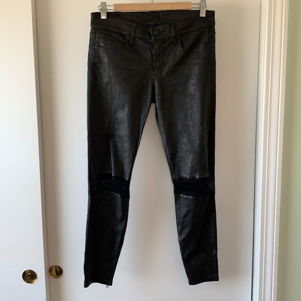 RtA Lambskin Leather Black Destroyed Knee Pants 27 - Picture 3 of 15